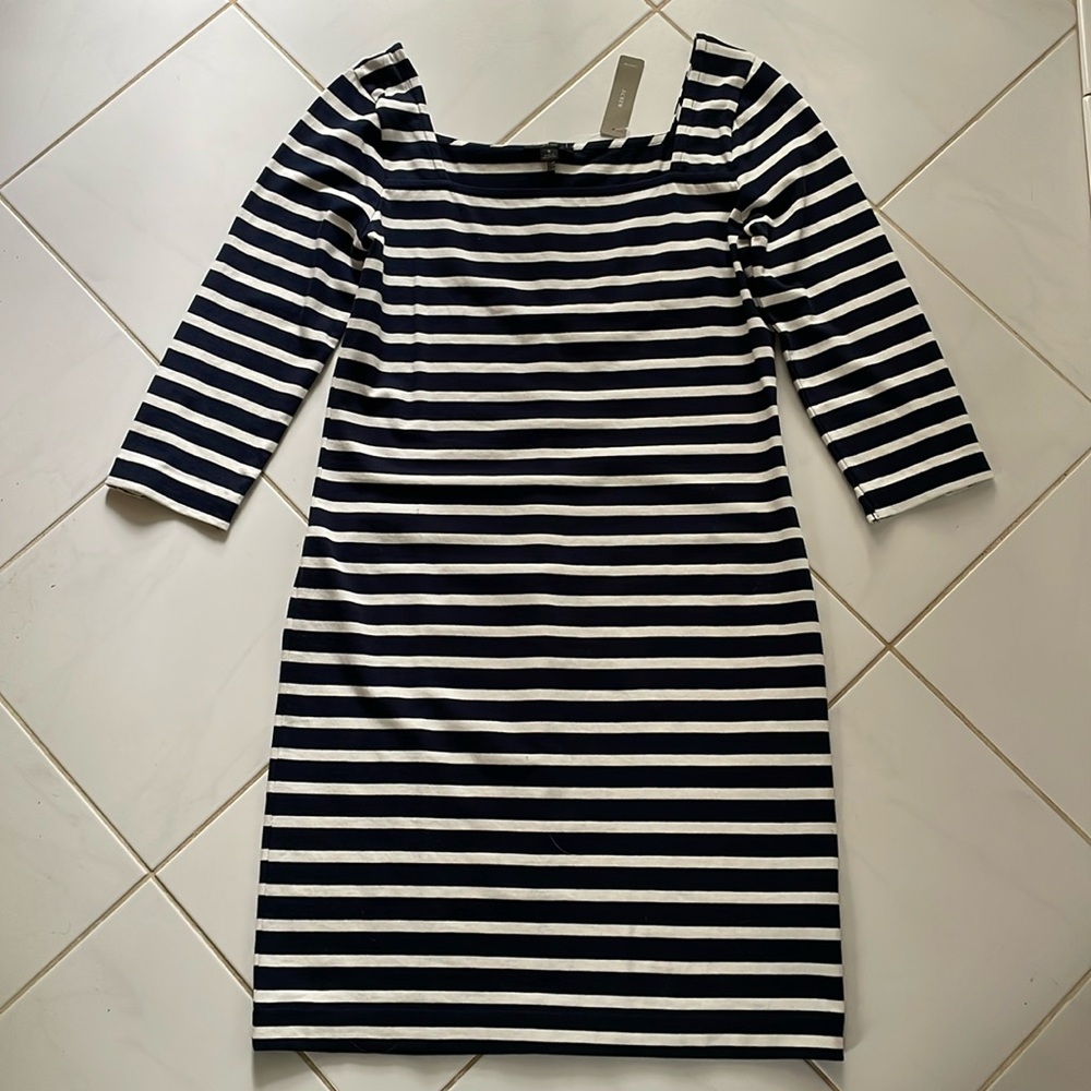 NWT J. Crew square neck striped sheath dress- Size 8